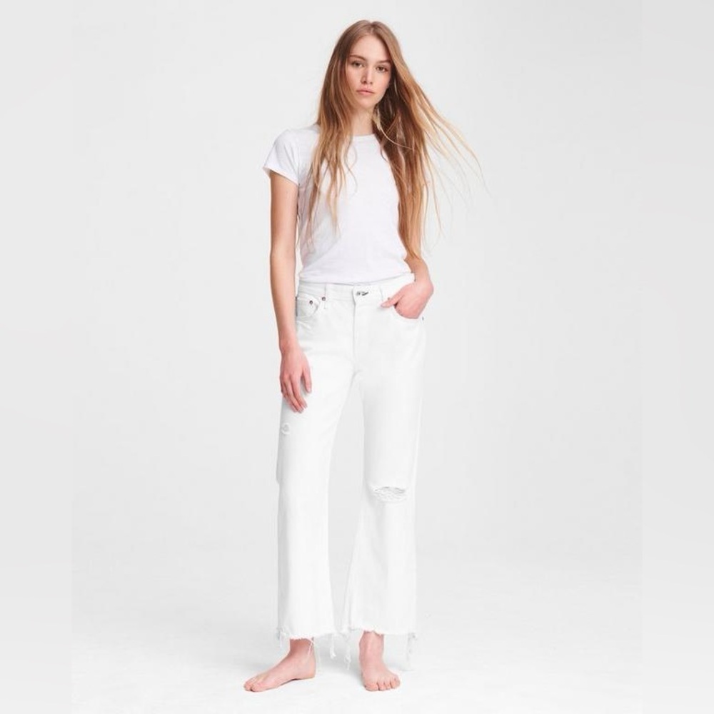Rag & Bone Marilyn Crop Flare White Distressed NWT